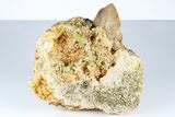Lustrous, Yellow Apatite Crystals on Feldspar - Morocco #185475-1